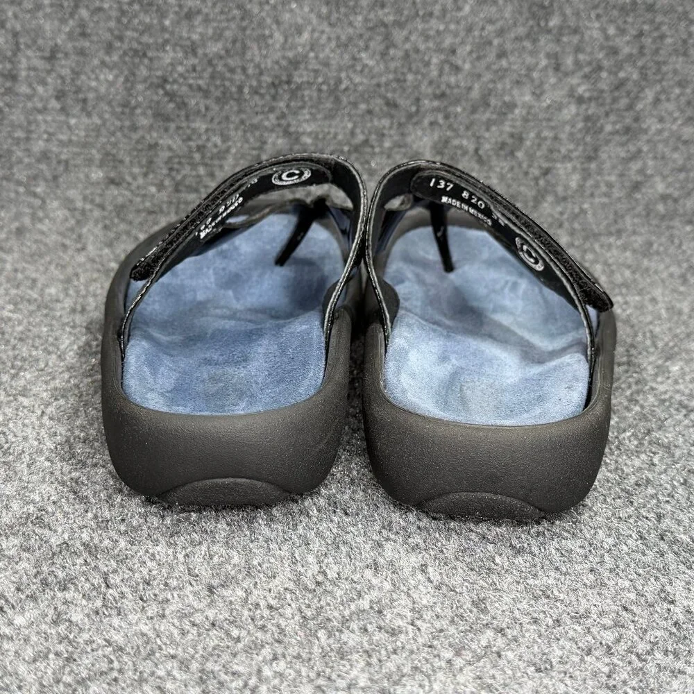 Wolky Tahiti Thong Sandals Women's 7 Black Comfort Casaul Summer Beach Flip Flop